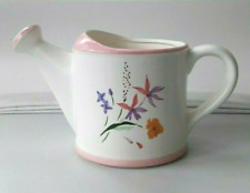 VASE, Pink/Cream w/Flowers, Ceramic Watercan Sprinkler/Planter, 4.75