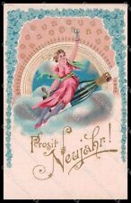 Illustratori Artist Signed Lady Toasting Art Nouveau Relief cartolina ZG8234 picture