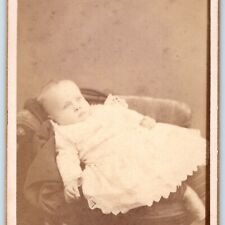 c1880s Hamilton, NY Baby Laying Down CdV Photo Card Gold Edge HH Hill H26 picture