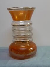 Vintage 1950's Amber Glass Posey/ Bud Vase w/ Flashed Hand Painted Gold Trim picture