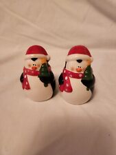 Christmas Penguins Salt and Pepper Shakers Missing 1 stopper picture