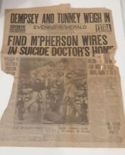 Vintage 1926 Los Angeles Evening Heard Paper Dempsey & Tunney Weigh In picture