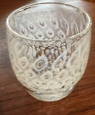 Glassybaby Pre-Triskelion Blown Glass Votive -Unique Speckled clear with white picture
