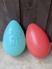 2 Vintage 14” Green PinkEaster Egg Blow 1 Mold with 3D Bunny rabbit picture
