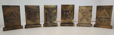 1977-81 Tinactin Apothecary Symbols Bronze Metal Paperweight/Bookends 6 Lot SET picture