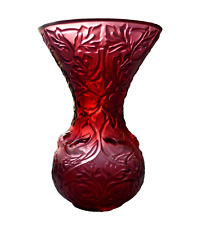 Lalique France Crystal ARABESQUE Ruby Red Vase Birds And Vines picture