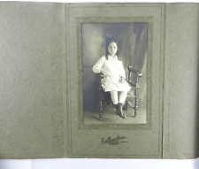 Young Girl Long Curly Hair in White Blouse Portrait  - c.1900s Cabinet Card picture