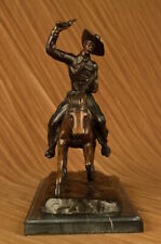Cowboy Riding Horse Animel Bronze Sculpture Statue Figurine Figure Hand Artwork picture