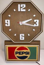 Rare 1980 Vintage PEPSI COLA Large Wall Clock 20”  ~ Working picture
