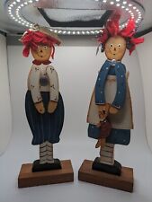 Raggedy Ann and Andy wooden doll figure primitive decor picture