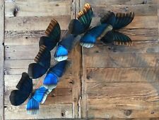 Metal Butterfly Wall Art Signed Hanging Decor 5 Iridescent Blue Butterflies Rare picture