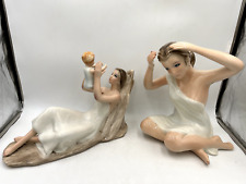 VTG 1961 & 1965 Mother w/ Son & Woman Ceramic Statues by Favaro Cecchetto Italy picture