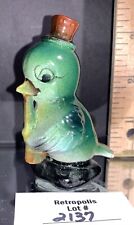 VTG Green BIRD Playing Horn Wearing Hat Ceramic Figurine Japan picture