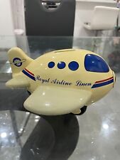 Rare Vintage Royal Airline Linen Ceramic Jet Plane Piggy Coin Bank picture