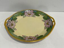 Antique 1924 Deco Arzberg Porcelain Cookie Cake Plate Tray Painted Lotus Flower picture