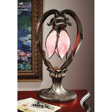 Victorian Period Style Graceful Stained Glass Tulip Desk Table Sculptural Lamp picture