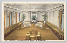 Washington DC Hotel Lafayette Gold Room White Border Postcard picture