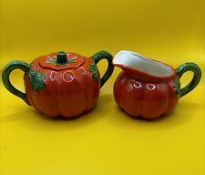 Vintage Tomato Shaped Creamer And Sugar Bowl With Lid picture