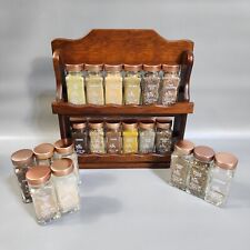 Vintage Crystal Products Spice Rack & 20 Glass Spice Jars Lids Shakers 3 5/8