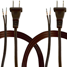 8 Foot Long Lamp Cord with Molded Plug Stripped Ends Ready for Wiring Brown NEW picture