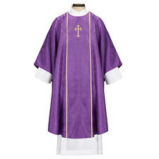 Catholic Vestment Gothic Style Chasuble Marseille Jacquard 51 In x 59 In Purple picture