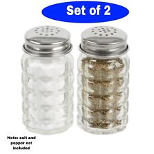 Set of 2 Retro Style Glass Salt and Pepper Shakers 1.5 oz with Stainless Tops picture