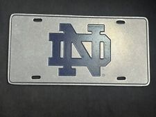 University Of Notre Dame Fightin Irish ND License Plate Pewter Tone Heavy NEW picture