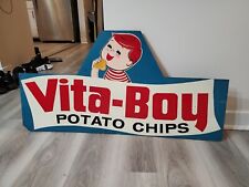c.1950s Original Vintage Vita-Boy Potato Chips Sign Detroit Boy Grocery RARE  picture