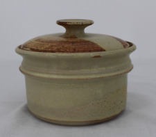 Stoneware Pottery Container Jar with Lid Pot Canister Signed 1991 picture
