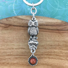 Owl Keyring Keychain with Gold Stone Charm picture
