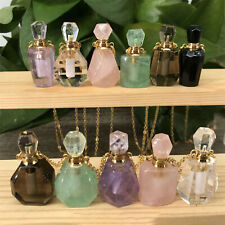 Natural Quartz Crystal Perfume Bottles Pendant Healing Gemstone Necklace Decor picture