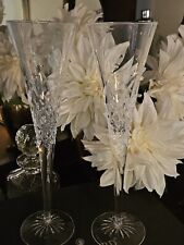 Waterford Wishes Champagne Flutes Vintage Waterford Crystal Toasting Flutes Pair picture