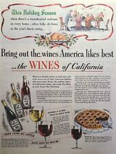 Wines Of California Holiday Season Port Sauterne Burgundy Vintage Print Ad 1948 picture