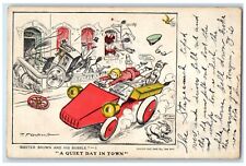 1908 Buster Brown And His Bubble A Quite Day In Town Outcault RPO Postcard picture