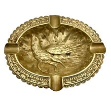 Vintage Brass Grouse on Leaves Ashtray Trinket Dish Depose D.L. picture