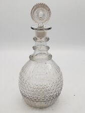 Antique 1840 Blown Three Mold Decanter Stopper Sandwich Glass Three Ring Pontil picture