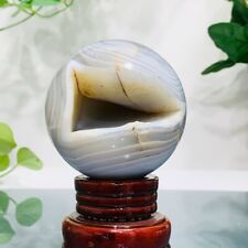 437g Natural Agate Geode Sphere Crystal Ball Reiki Healing Energy Decoration picture