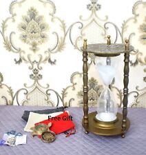 Hourglass Vintage Brass Sand Timer Desktop Engraved Sand Glass Home Office Decor picture