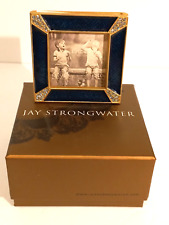 Jay Strongwater Leland Mini Frame Dark Teal Swarovski Crystals Hand Enameled picture