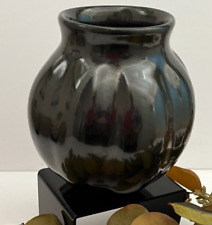 Mata Ortiz Pottery Ivon (Boni) Marin Black On Black Shiny Vase Pot Mexican Art picture