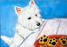 Westie MATTED Dog Print 4x6 Matted ACEO West Highland Terrier 