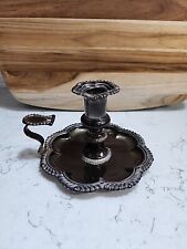 Vintage Silverplate Chamber Stick Candle Holder & Snuffer Tray Base from Japan picture