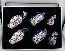 6  William Sonoma Penguin Ornaments Hand Painted Red Blue Black. picture