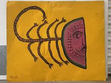 🔥 Unusual Vintage Modern Mexican Folk Outsider Art Painting RALFKA GONZALEZ '94 picture