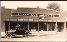 ROSEVILLE, Illinois RPPC Photo Postcard ROSEVILLE MOTOR CO. Garage / Gas Pump picture