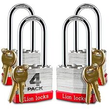 4 Keyed-Alike Padlocks w/ 2â€ Long Shackle 8 Keys Hardened Steel Pad Lock P picture