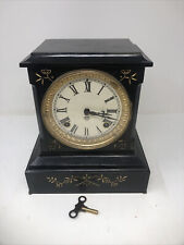 VINTAGE ANSONIA CAST IRON MANTLE CLOCK 1800S W/ KEY - PREOWNED picture