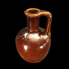 Vintage Small Stoneware Jug Creamer Pitcher Brown Miniature 3 1/4 in High picture