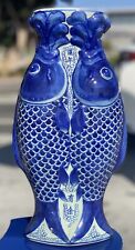 Double Blue & White Fish Chinese Vase picture