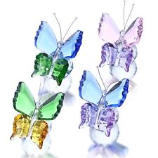 KRISININE Pack 4 Crystal Butterfly Figurines with Ball Base for Home Wedding Dec picture